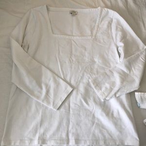 J Crew Factory white squareneck long sleeve tee L